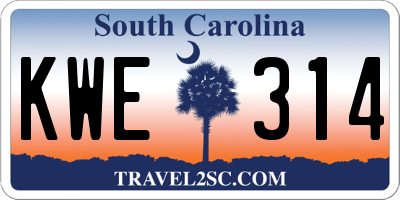 SC license plate KWE314