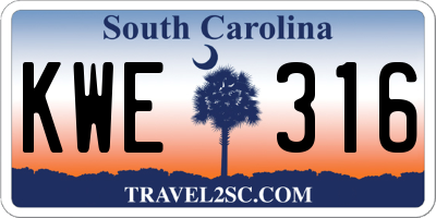 SC license plate KWE316