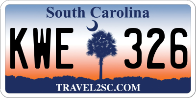 SC license plate KWE326