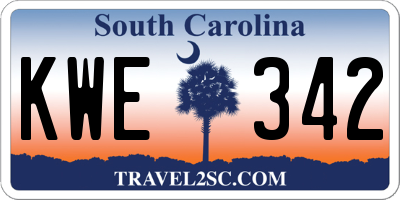 SC license plate KWE342