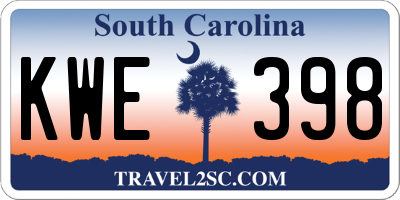 SC license plate KWE398