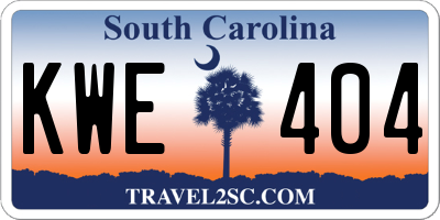 SC license plate KWE404