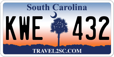 SC license plate KWE432