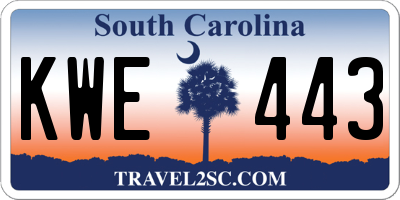 SC license plate KWE443
