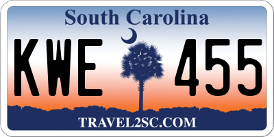 SC license plate KWE455