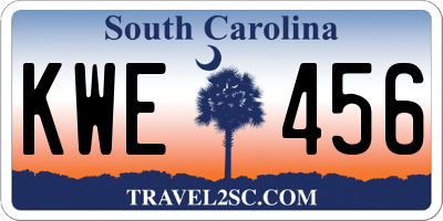 SC license plate KWE456