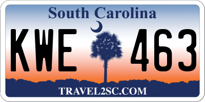 SC license plate KWE463