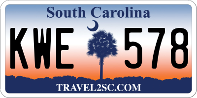 SC license plate KWE578