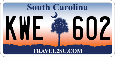 SC license plate KWE602