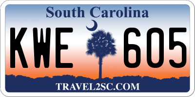 SC license plate KWE605