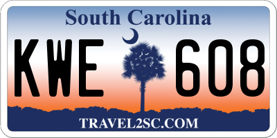 SC license plate KWE608