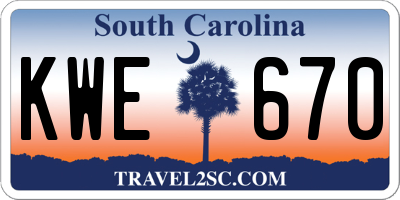 SC license plate KWE670