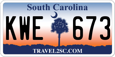 SC license plate KWE673