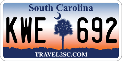 SC license plate KWE692