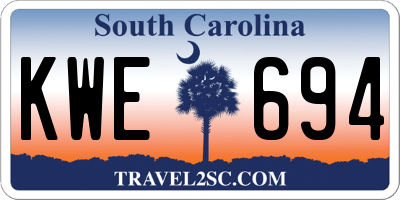 SC license plate KWE694
