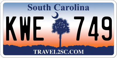 SC license plate KWE749
