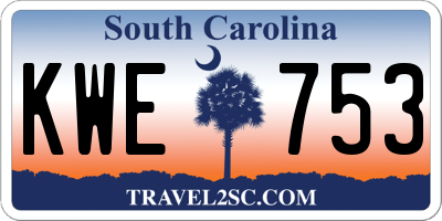 SC license plate KWE753