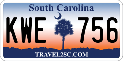 SC license plate KWE756