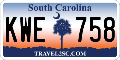 SC license plate KWE758