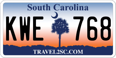 SC license plate KWE768