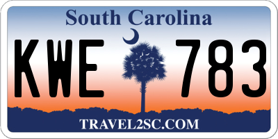 SC license plate KWE783