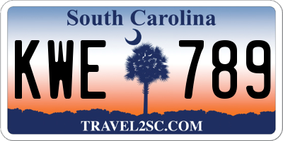 SC license plate KWE789