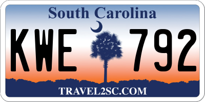 SC license plate KWE792
