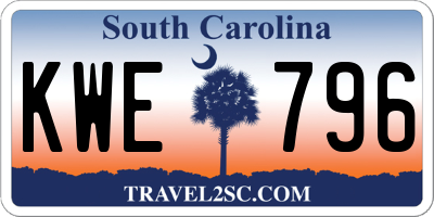SC license plate KWE796