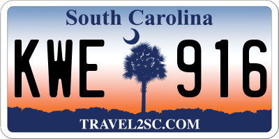 SC license plate KWE916