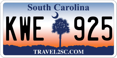 SC license plate KWE925