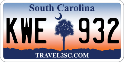 SC license plate KWE932