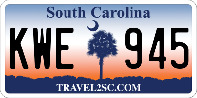 SC license plate KWE945