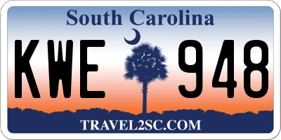 SC license plate KWE948