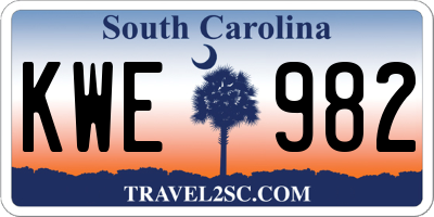 SC license plate KWE982