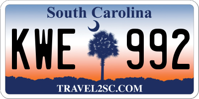 SC license plate KWE992