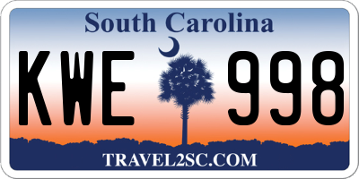 SC license plate KWE998