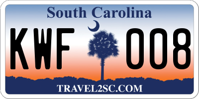 SC license plate KWF008