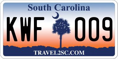 SC license plate KWF009