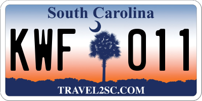 SC license plate KWF011