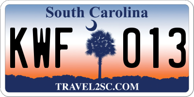 SC license plate KWF013