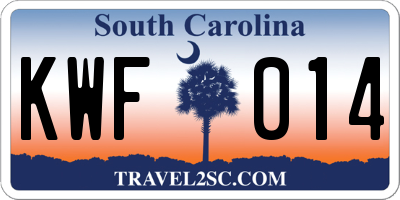SC license plate KWF014