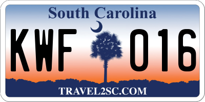 SC license plate KWF016