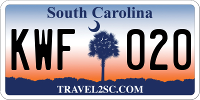 SC license plate KWF020