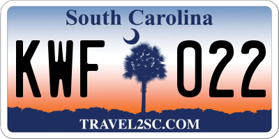 SC license plate KWF022