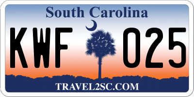 SC license plate KWF025