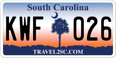 SC license plate KWF026