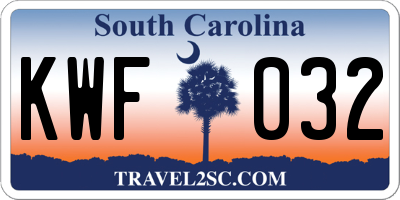SC license plate KWF032