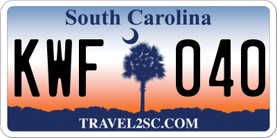 SC license plate KWF040