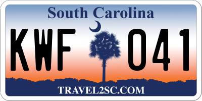 SC license plate KWF041