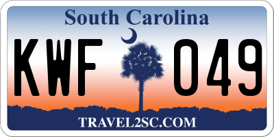 SC license plate KWF049